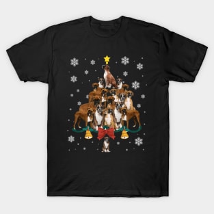 Boxer Dog Christmas Tree Boxer Dog Santa Hat Lights T-Shirt